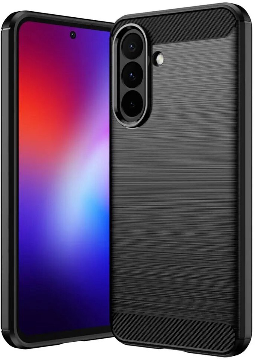 Geborsteld TPU Hoesje Geschikt voor Samsung Galaxy A27 - Beschermhoes - Back Cover - Case Flexibel TPU - Stijlvol Carbon - Dun - Zwart