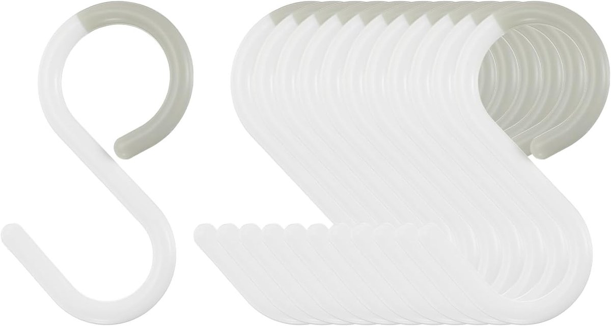 SnelShoppen - 12 Stuks S Haakjes 6cm - Plastic S-vormige Haken voor Kleding, Keukengerei, Bekers, Planten en Sieraden - Wit - Lichtgewicht en Sterk to