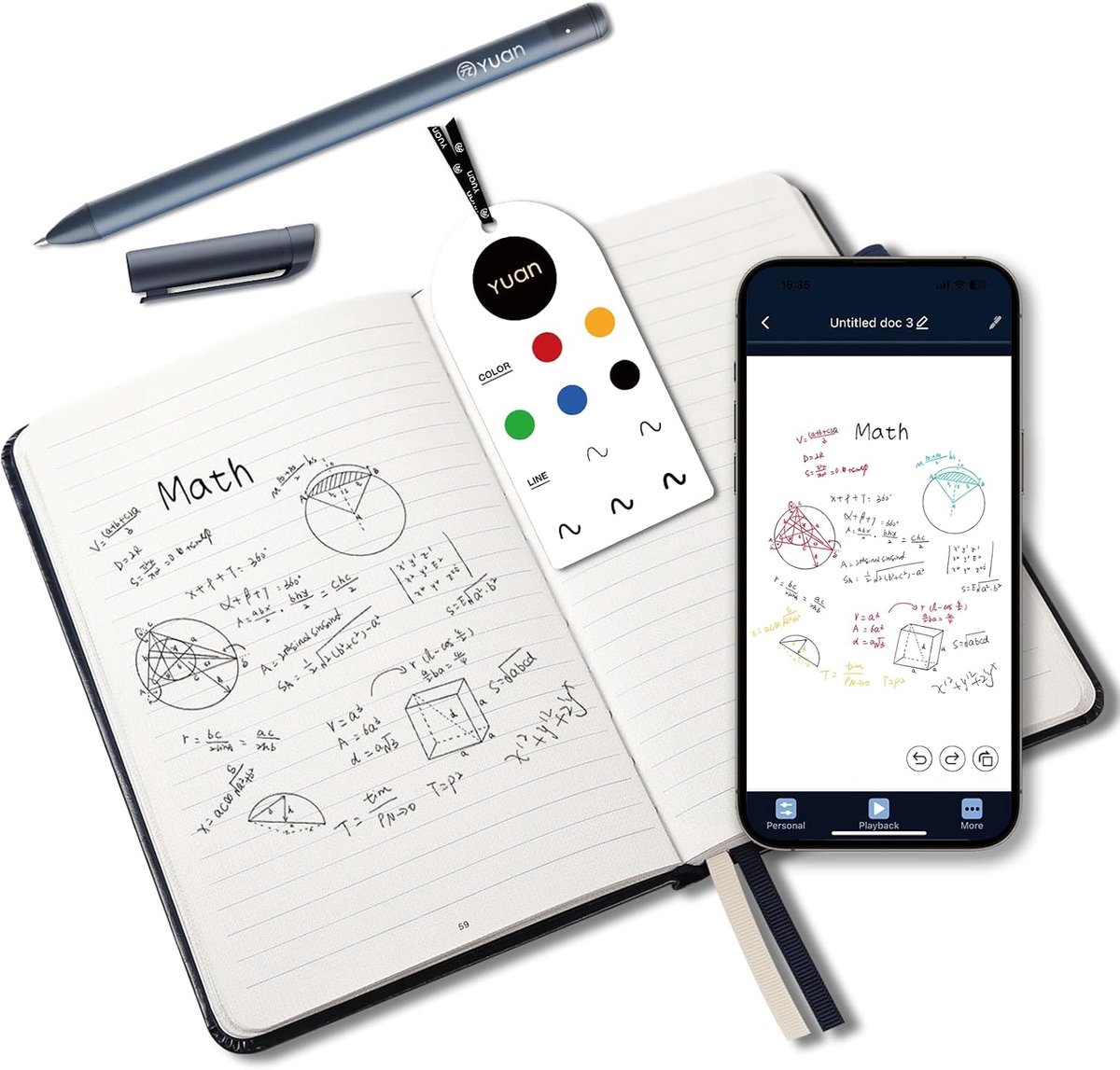 SnelShoppen - Smart Writing Set, Slim Notitieboek met Slimme Pen, Digitaal Notitieblok, 187 Pagina's Elektronisch Notitieboek voor Aantekeningen, Mari