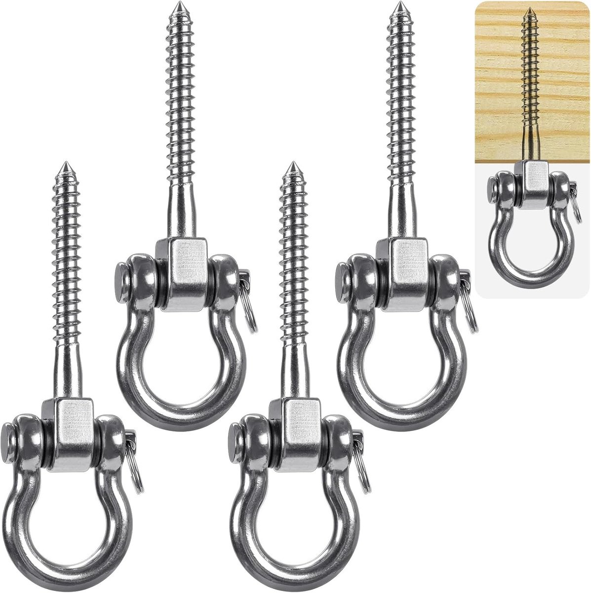SnelShoppen - Heavy Duty Swing Hangers - RVS 800kg Capaciteit - Set van 4 Swing Beugels voor Yoga Hammock, Schommels, Tuin en Binnengebruik