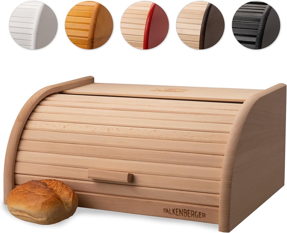 SnelShoppen - XL Lunch Box Beukenhout 38x28x18 cm, Handgemaakte Traditionele Lunchbox met Rolklep, Ideaal voor School, Werk, Picknick en Meer