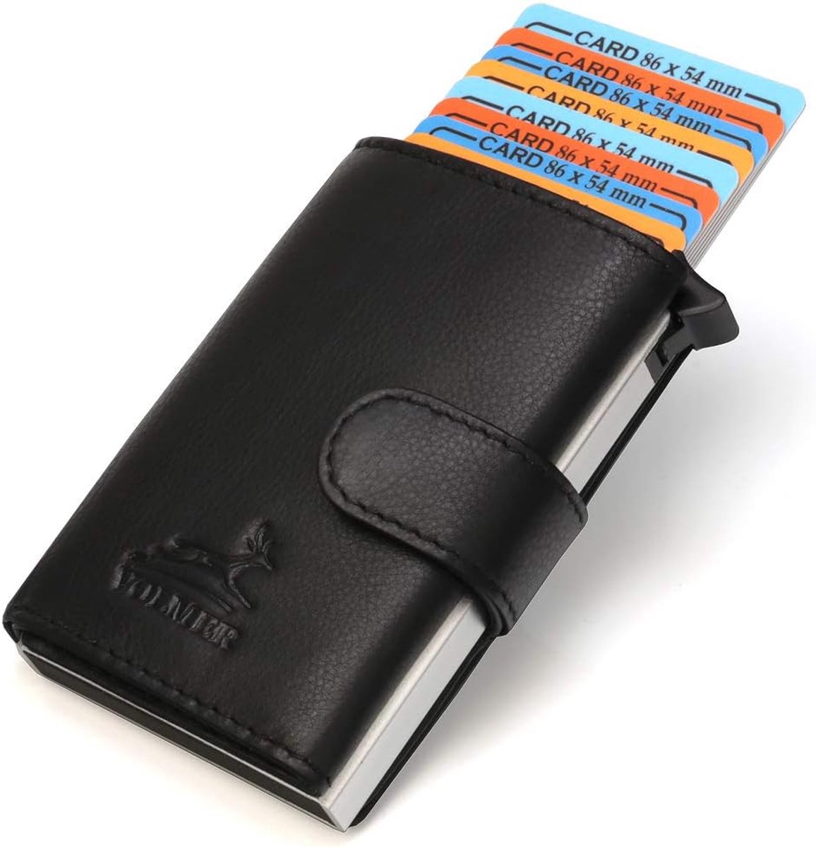 SnelShoppen - Mini Wallet voor Mannen van 100% Echt Leer met RFID Bescherming | Compact Zwart Portemonnee voor 8 Kaarten, 3 Extra Slots en Briefcompar