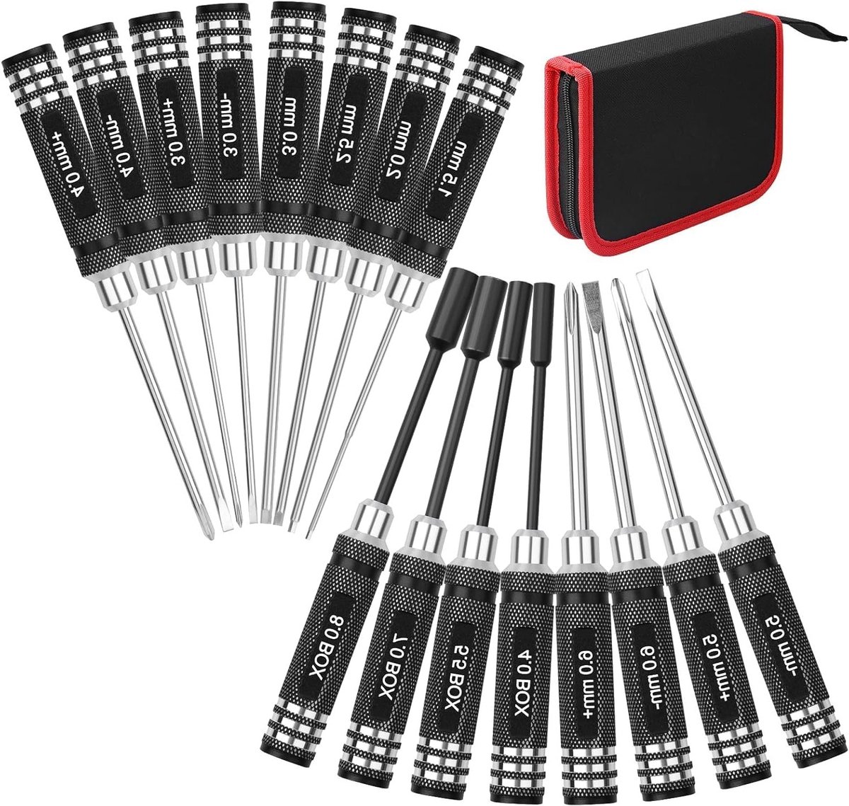 Complete 16-delige Hex Schroevendraaier Set voor Reparatie, Inclusief Steeksleutel en Accessoires voor FPV Racing Drones, Quadcopter en Helikopters