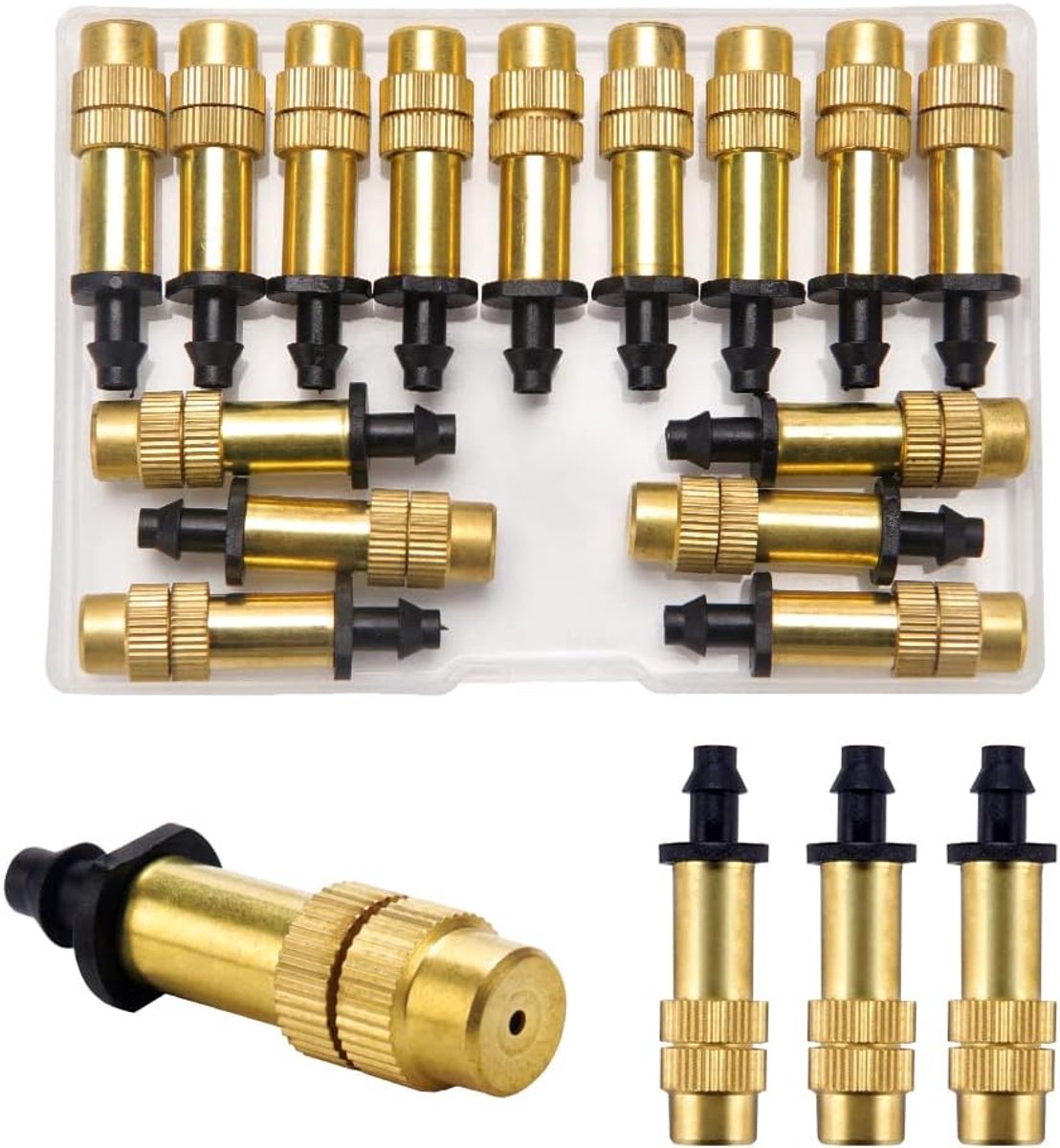 SnelShoppen - 15Pcs Verstelbare Messing Misting Spray, Atomizers, Koper Vernevelingsmondstukken, Spraykoppen voor Tuinirrigatie, Kassen en Zaailingen