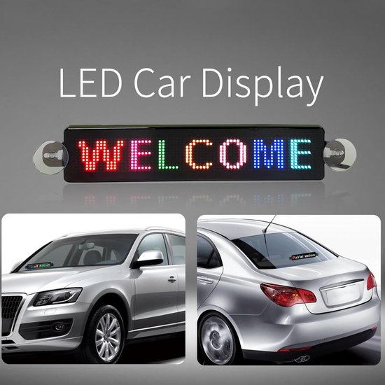SnelShoppen - Car Led Sign, Programmeerbaar Kleurenschema, USB Aansluiting, Bluetooth App Control, LED Display voor Auto, 12x72 cm, Ideaal voor Winkel — afbeelding 2