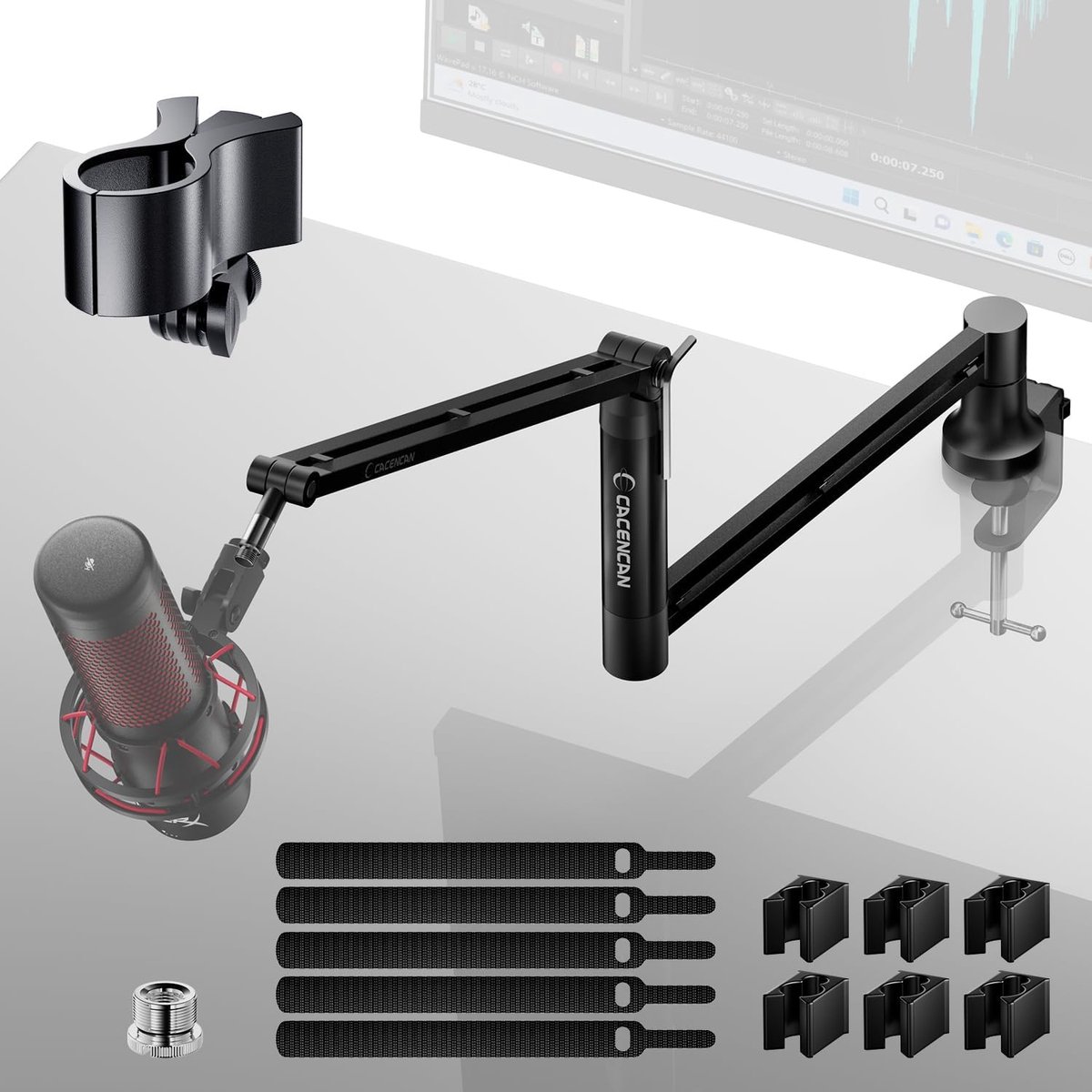 Thijox - 360° Draaibare Microfoonarm met Tafelhouder - Opvouwbare Microfoonstandaard voor Gaming, Podcasting, Live Streaming - 15 Inch met 3/8 inch na