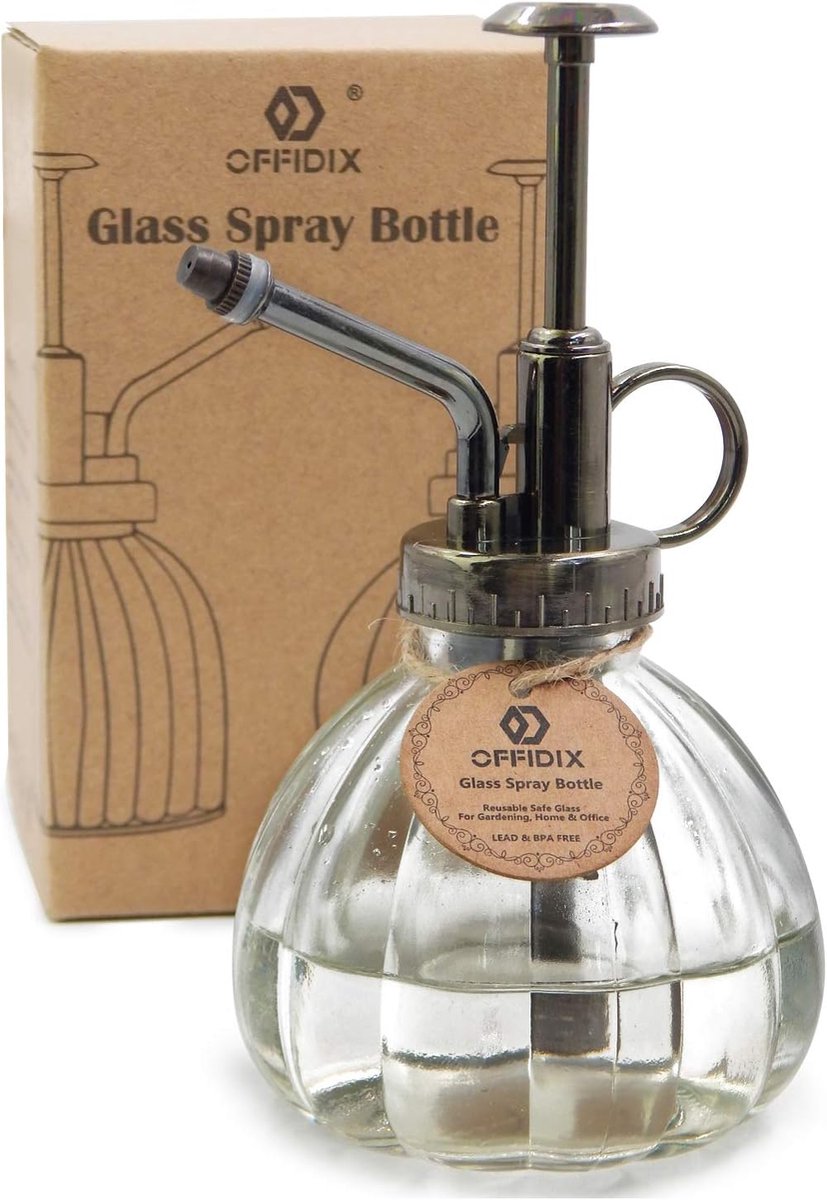 SnelShoppen - Transparante Glazen Plantenspuit 200ml - Vintage Stijl Met Bronzen Spuitkop - Ideaal Voor Binnen, Tuin, Persoonlijke Koeling En Schoonma