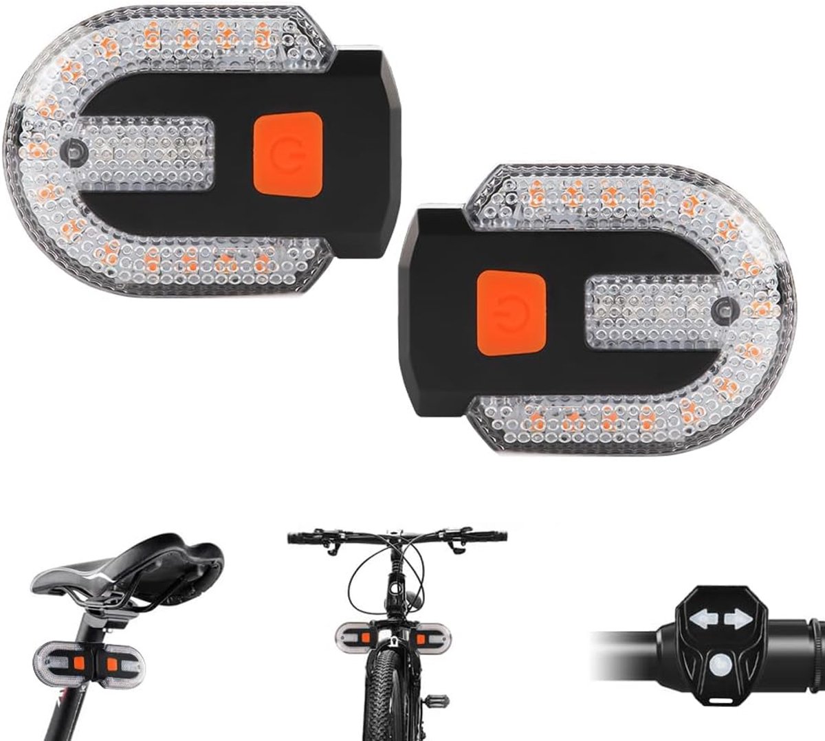 SnelShoppen - Fiets Achterlicht met Draadloze Afstandsbediening, USB Oplaadbaar, Veiligheidswaarschuwing, 5 Verlichtingsmodi, Uniek Ontwerp met Richti