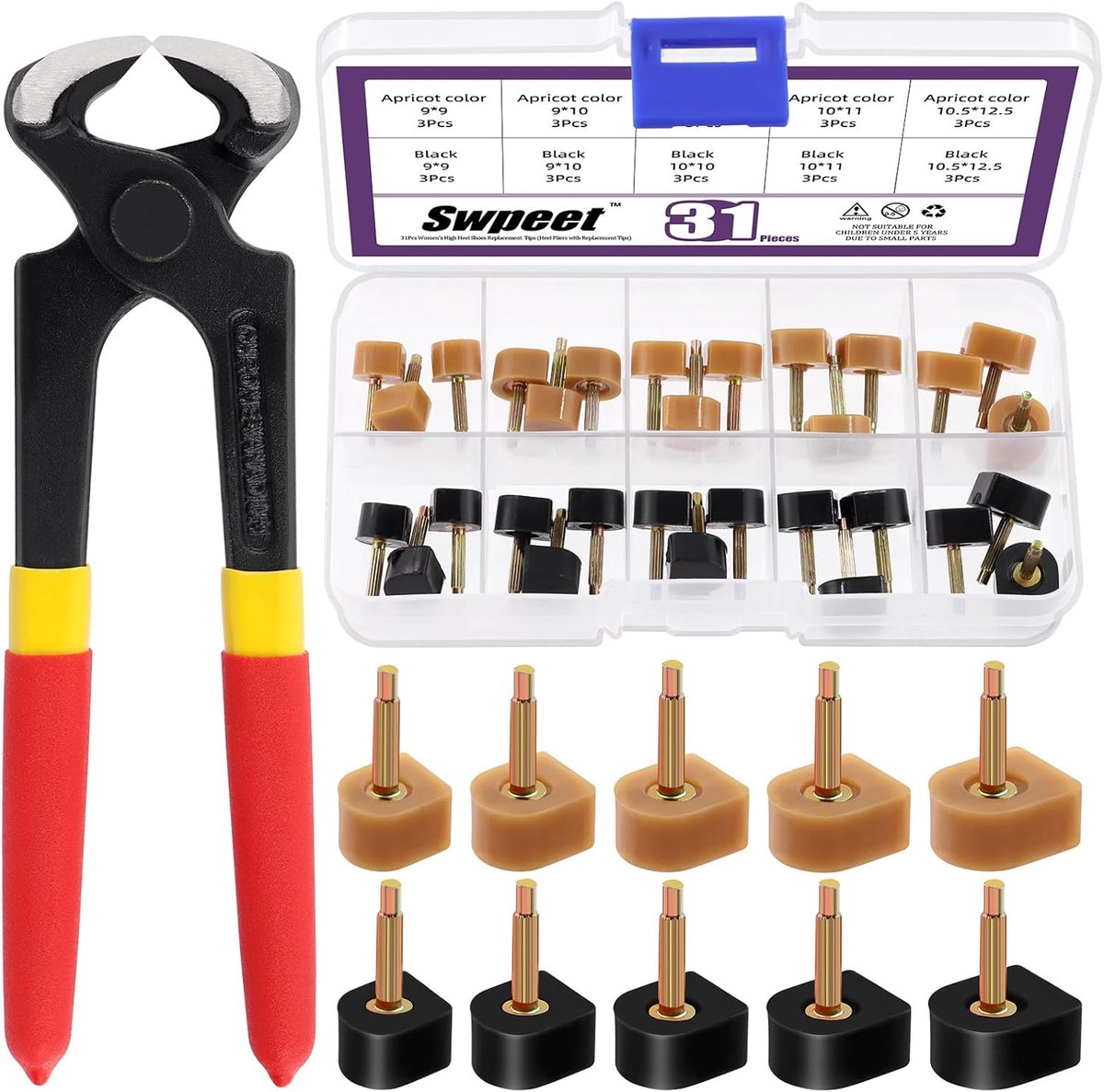 SnelShoppen - 31-delige Set U-vormige Hoge Hakken Beschermcaps - Vervangende Neusstukken voor Dames - Geluidsreducerende Antislip Hielcaps voor Bruilo