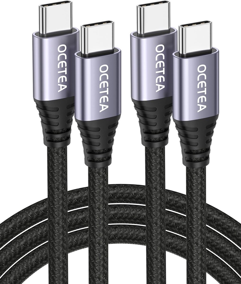 SnelShoppen - USB C naar USB C Kabel 2M - 60W 2 Stuks - USB Type C PD Snellader Kabel - Compatibel met iPhone 15/15 Pro/15 Pro Max, MacBook Pro Air, i
