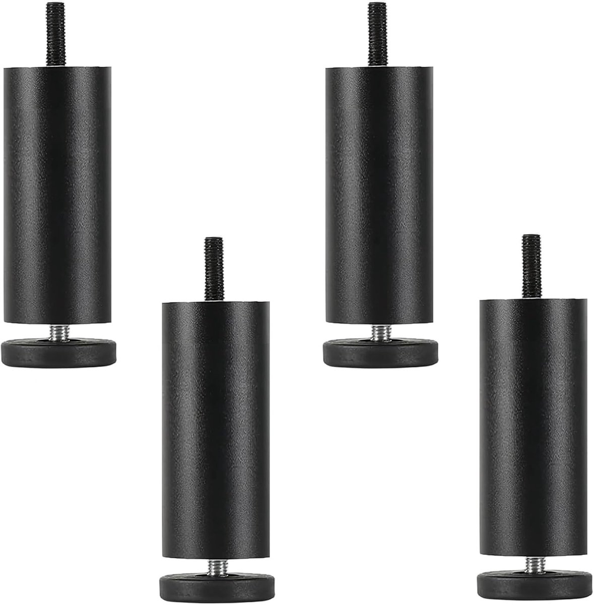 SnelShoppen - 4 Stuks Meubelpoten Aluminium Leggen voor Sofa, Bed, Bureau, Kledingkast - Verstelbaar 0-8 mm Hoogte, Zwart, Stevig en Roestvrij