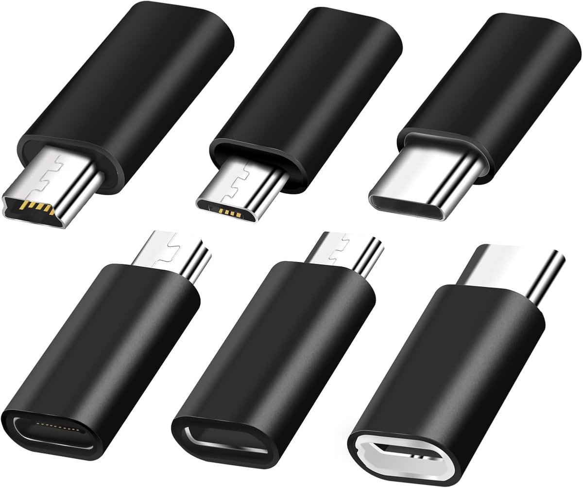 SnelShoppen - USB C Adapter Set (6 Stuks) - USB C naar Mini USB & Micro USB naar USB C - Geschikt voor Laptops, Mobiele Telefoons & Meer - Ideaal voor