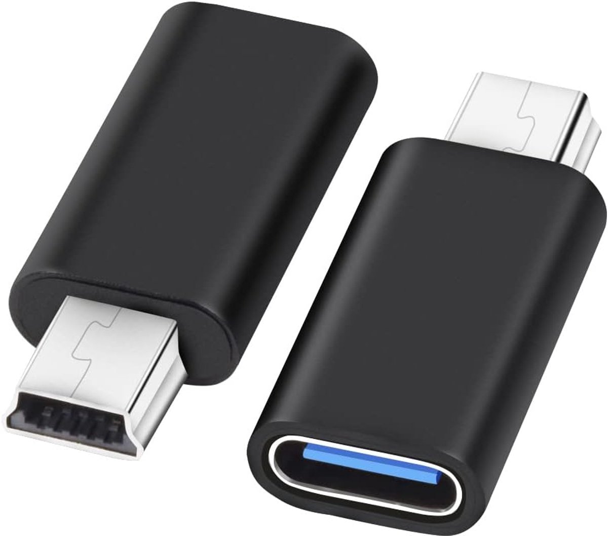 SnelShoppen - USB C naar Mini USB Adapter (2 Pack) - Type C (Female) naar Mini USB 2.0 (Male) Converteer Connector - Hoogwaardige Aluminium - Snel Dat