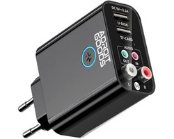 AdroitGoods Bluetooth 5.3 Audio Adapter RX/TX met AUX & RCA, USB/TF Muziekspeler, 2.1A Snellader, App & Afstandsbediening, Universeel 220V