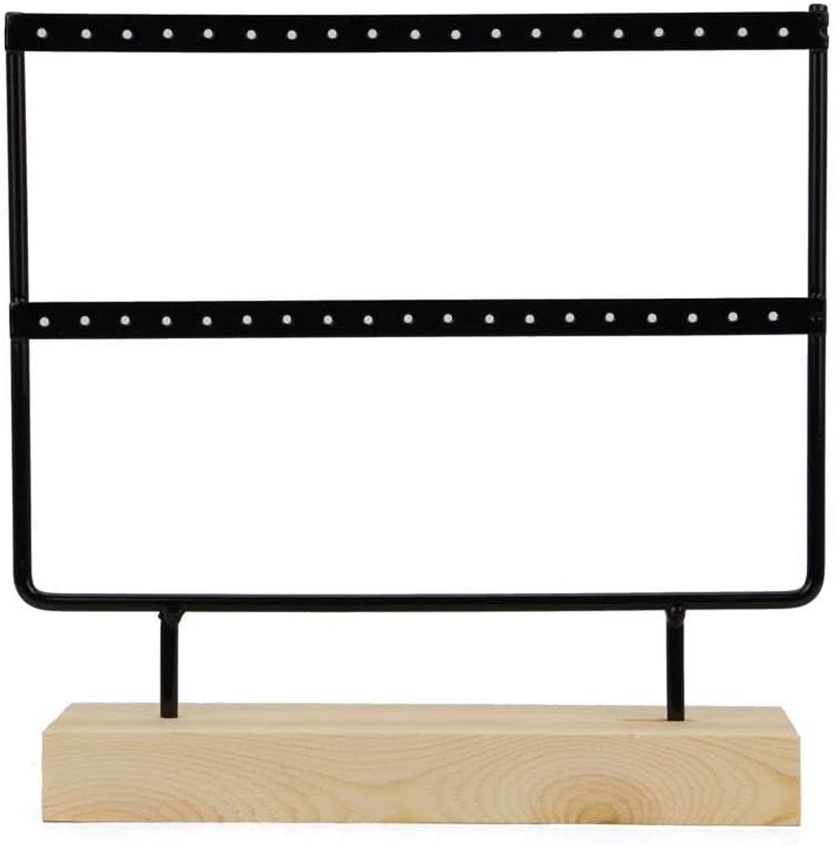 SnelShoppen - Ruby Sieraden Organizer, Houten & Metaal Oorbellen Display met 40 Gaten, Vintage Sieraden Box 22.5 x 20.5cm voor Oorbellen, Minimalistis