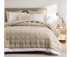 SnelShoppen - Luxe Gevoerde Bedsprei Beige 270x300 cm, Lichtgewicht Dekenhoes voor het Hele Jaar, Oeko-Tex, Perfect voor Slaapkamer, Woonkamer, Decora