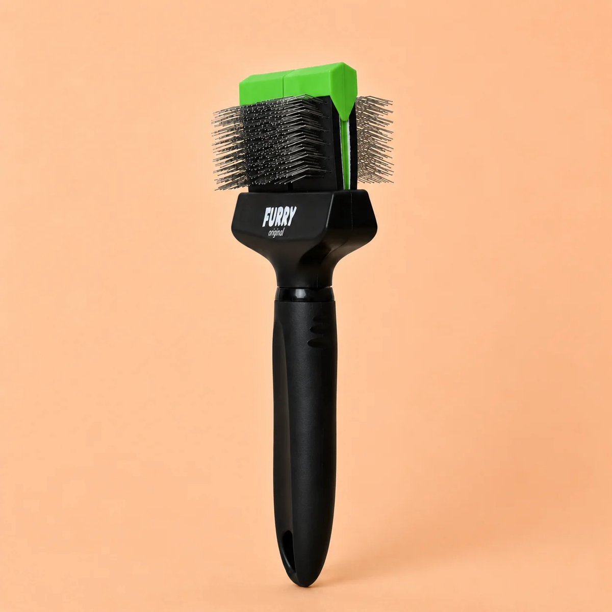 Furry Original® Honden Borstel - Anti Klit Slickerborstel - Hond & Katten - Kam voor Puppy en Volwassen Vacht - Kortharig & Langharig - Dubbele Slicker met Flexibele Kop - Groen