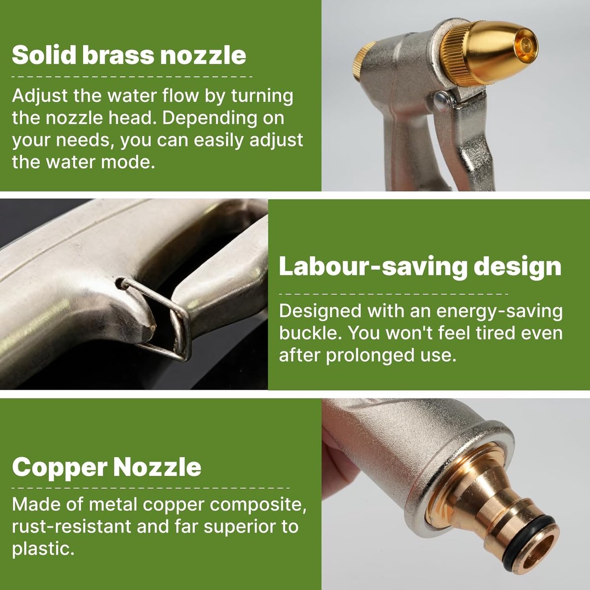 SnelShoppen - Aluminium Tuinsproeier Handdouche, Robuuste Spray Gun met Verstelbare Waterstroom, Aluminium Legering en Meerdere Spraypatronen voor Tui
