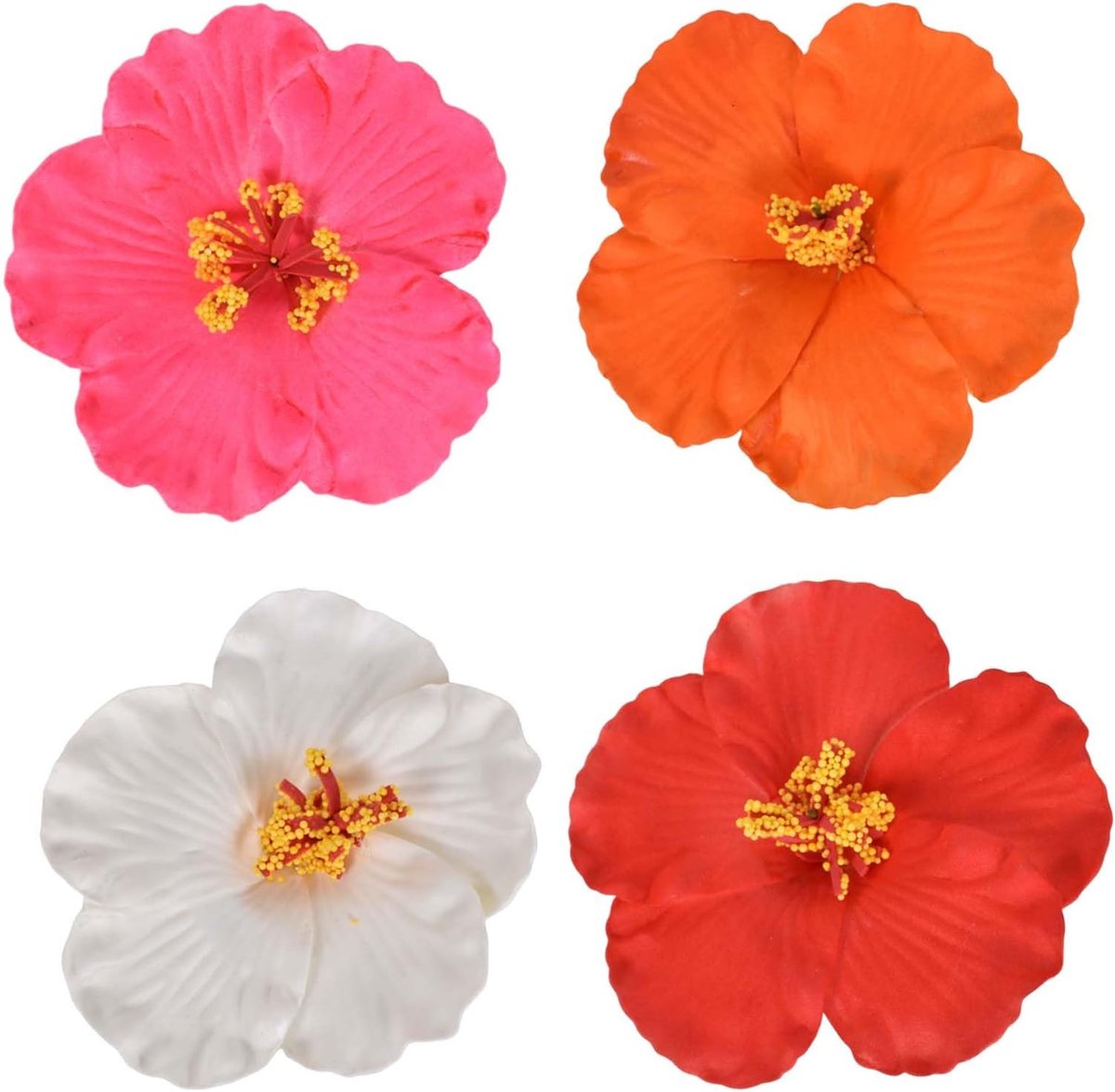 SnelShoppen - Hawaiian Haarclips 4 Stuks, 9 cm, Kleurrijke Bloemen Haarspelden, Ideaal voor Feesten, Strandvakantie, Zomer en Kinderen