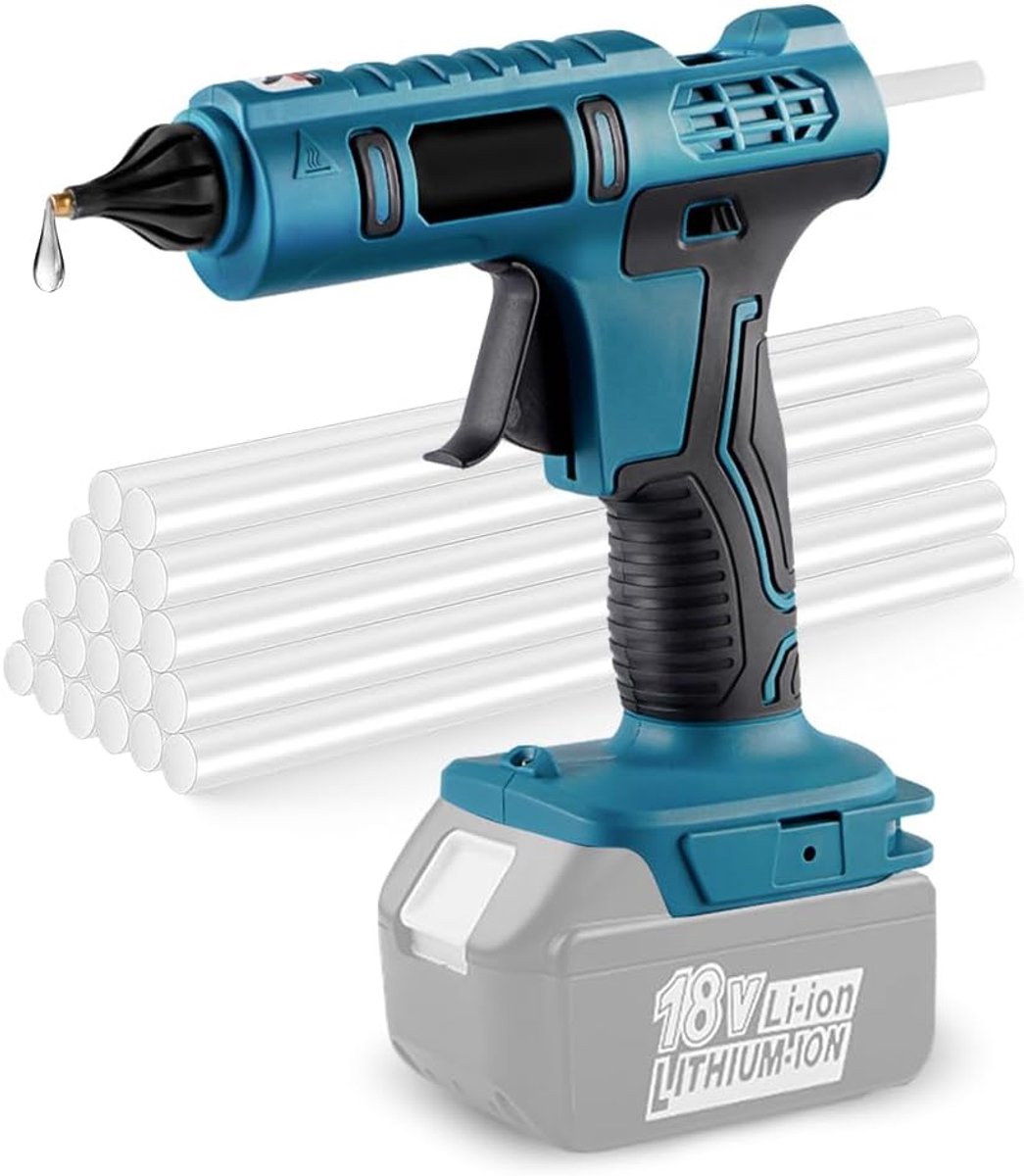 SnelShoppen - Draadloze Lijmpistool 100W met 20 Glue Pens, Snelle Verwarming, Compatibel met 18V Lithium Accu's voor Creatief Klussen en Hobby's