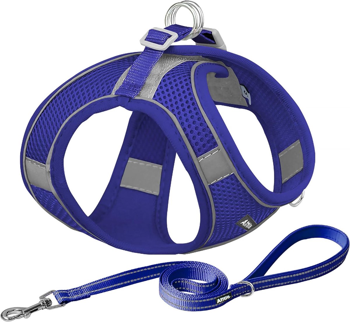 SnelShoppen - Dog Vest met Leash - Ademend Mesh Puppy Harnas - Reflecterend voor Buiten Wandelen - Voor Kleine Honden en Katten - Koninklijk Blauw XXS