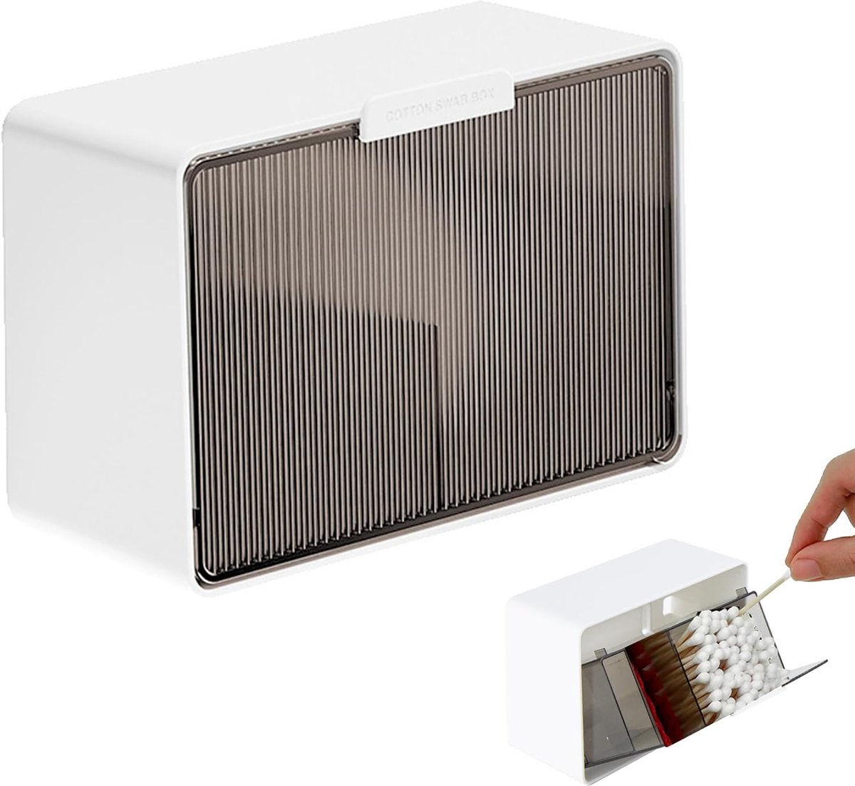 SnelShoppen - Cotton Pad Dispenser en Swab Holder - Wandmontage Organizer voor Katoenen Pads en Haarelastiekjes - Transparant - Ideaal voor Badkamer,