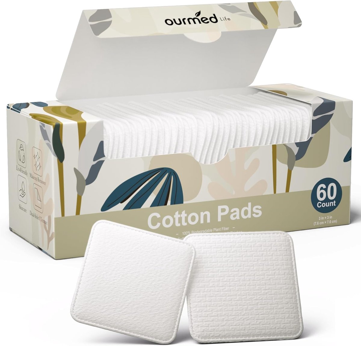 SnelShoppen - Lintvrije Katoenen Pads voor Gezichtsreiniging - Zachte, Duurzame 7.5x7.5 cm Cleansing Squares - 60 Stuks voor Make-up Verwijdering en E