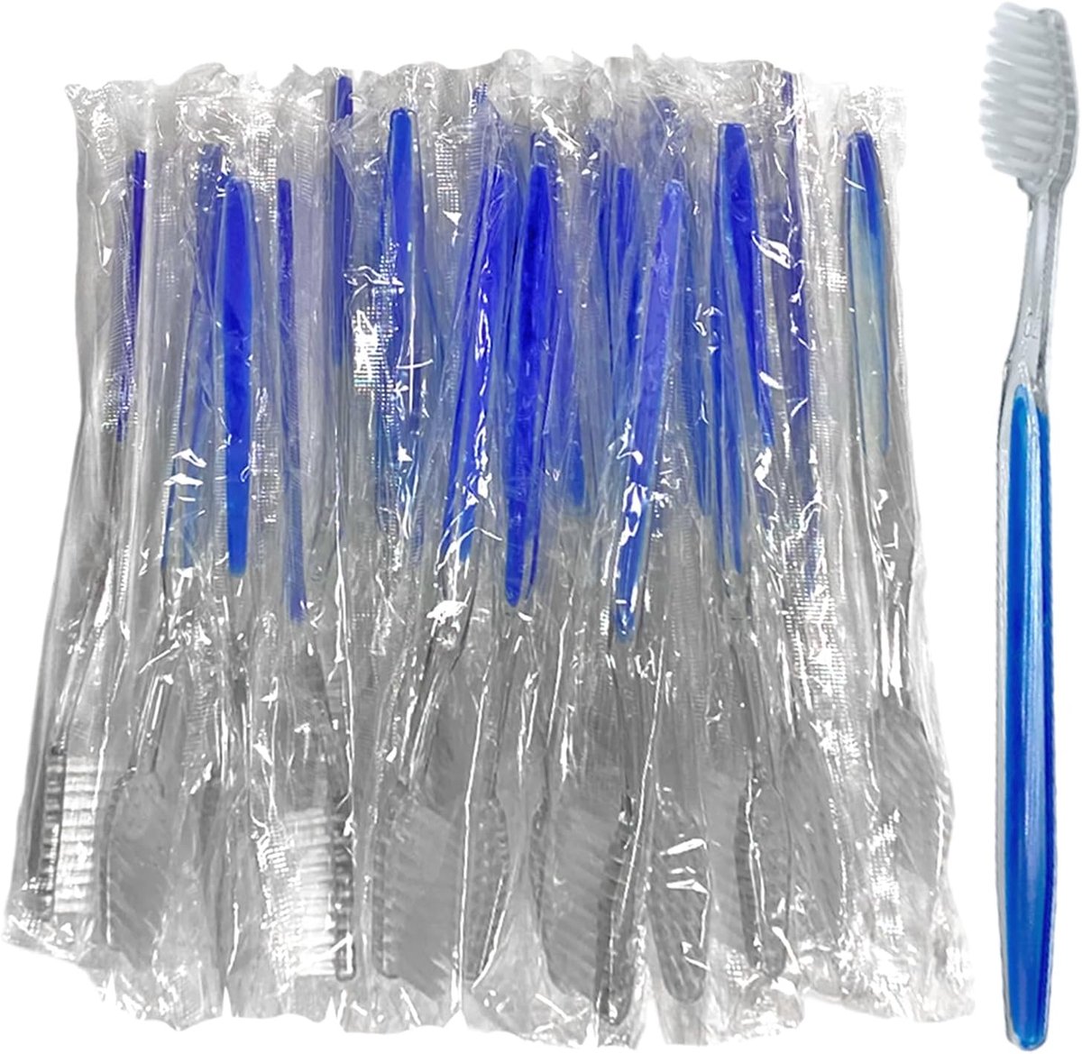 SnelShoppen - 24 Stuks Wegwerptandenborstels met Blauw Handvat, Soft Bristles, Ideaal voor Hotelgebruik, Reizen, Kamperen en Thuis