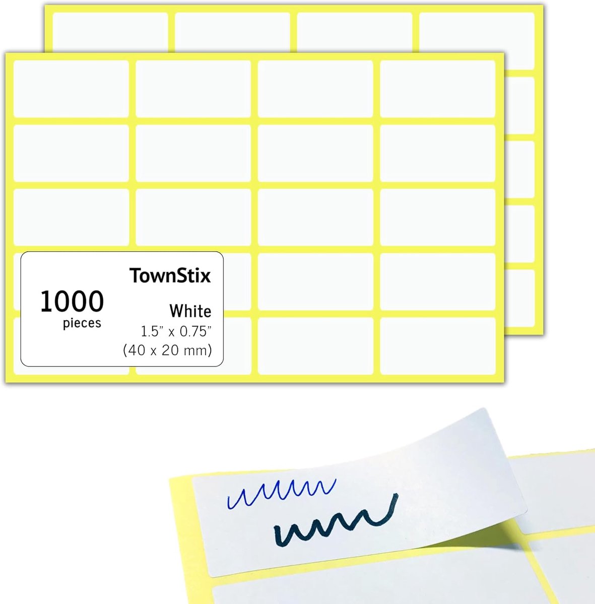 SnelShoppen - 1000 Stuks Witte Zelfklevende Labels Stickers 40 x 20mm - Ideaal voor Schrijven met Pen, Potlood en Marker - Perfect voor Thuis, Kantoor