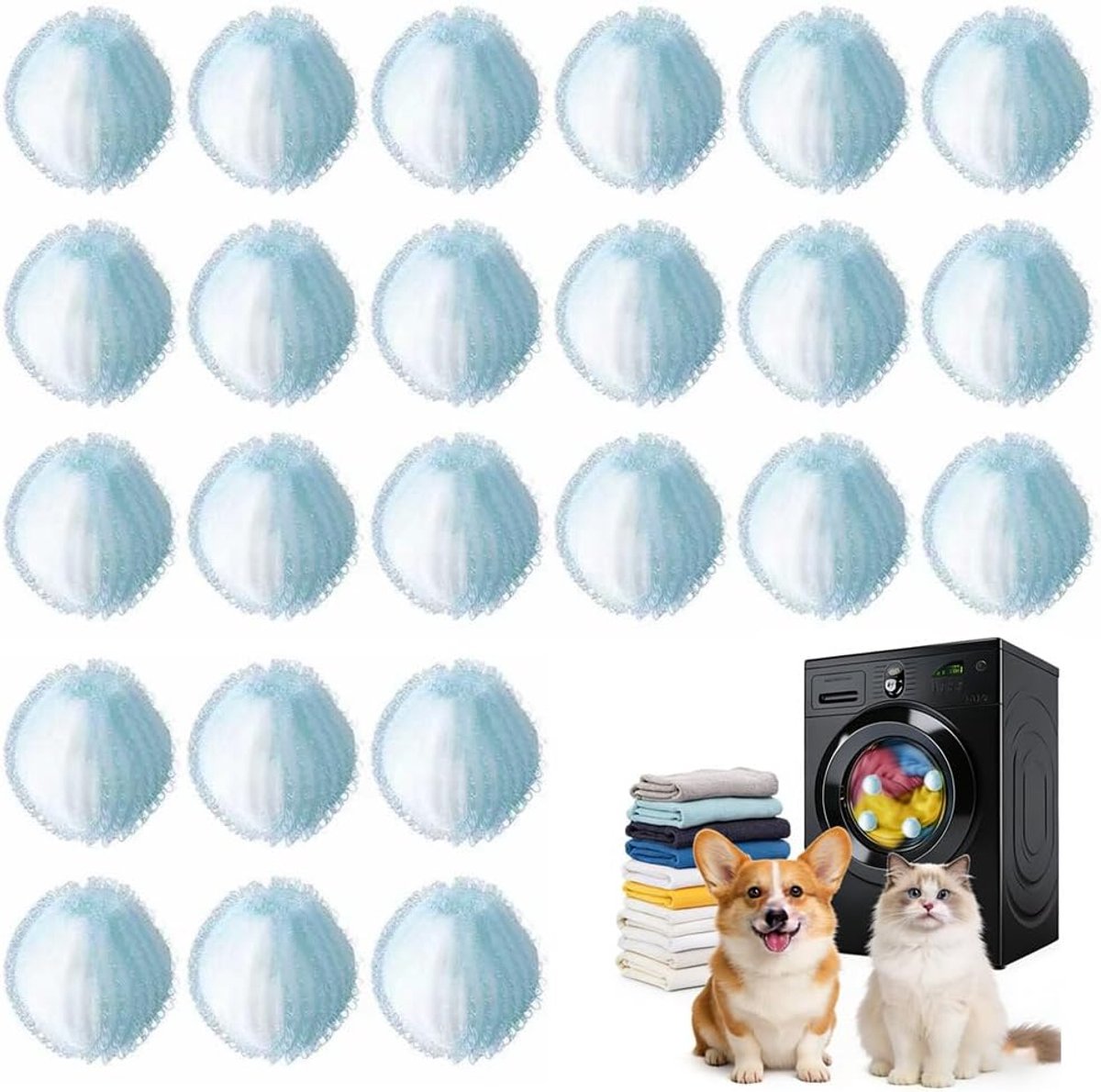 SnelShoppen - 24 Dierenhaarverwijderaar Wasmachine Herbruikbare Hondenverwijderaar en Wasballen Set Pluisverwijderaar voor Kleding, Huisdierhaar, Plui