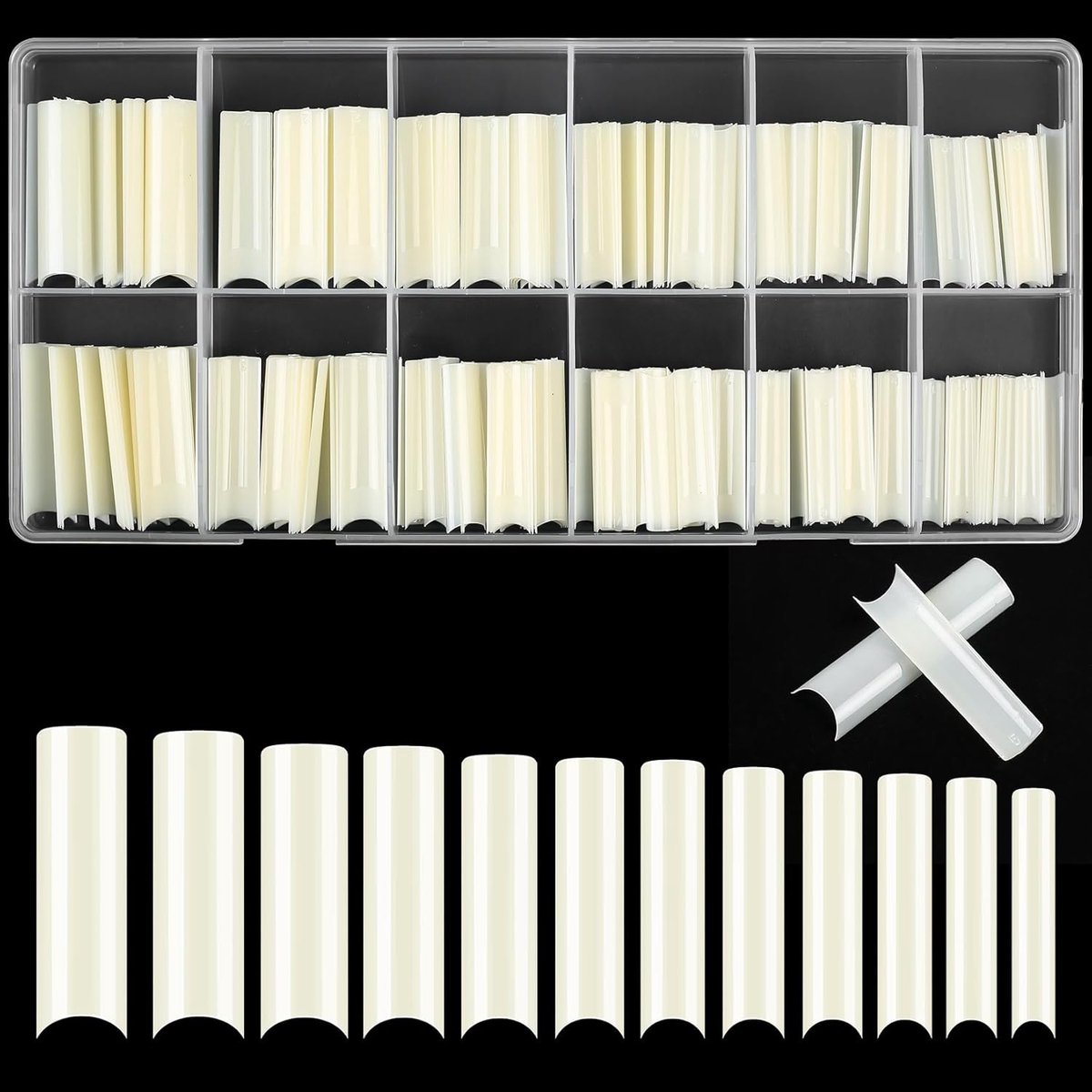 SnelShoppen - 240 Stuks Gel Nageltips, Coffin Nageltips, Valse Acryl Nagels, Sterke en Duurzame Materialen, 12 Maten, Perfect voor Feest en Dagelijks