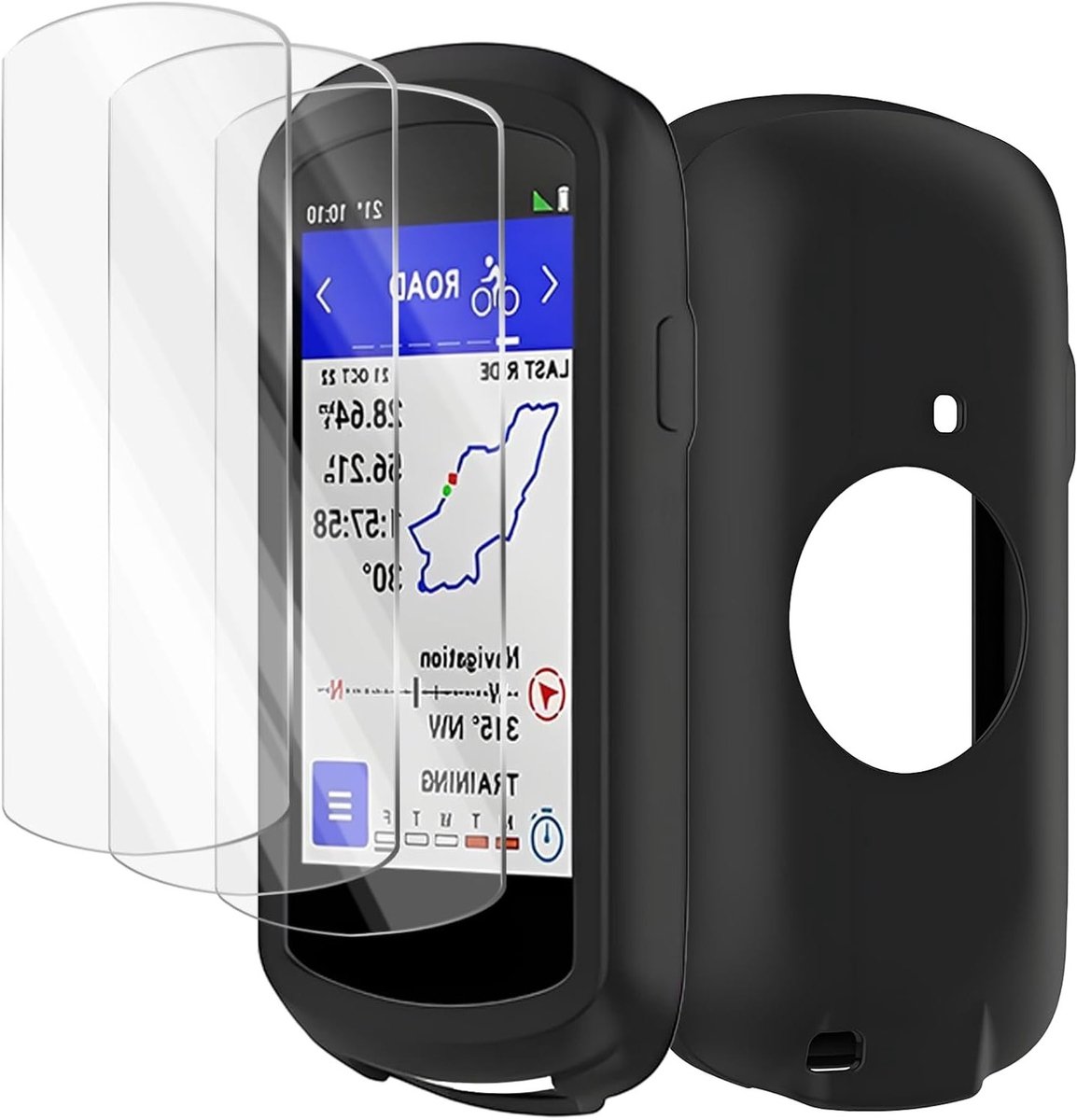 Beschermende Silicone Hoes met 3 Screen Protectors voor Edge 1040, Schokbestendig en Ideaal voor Fietsen en Buitenactiviteiten