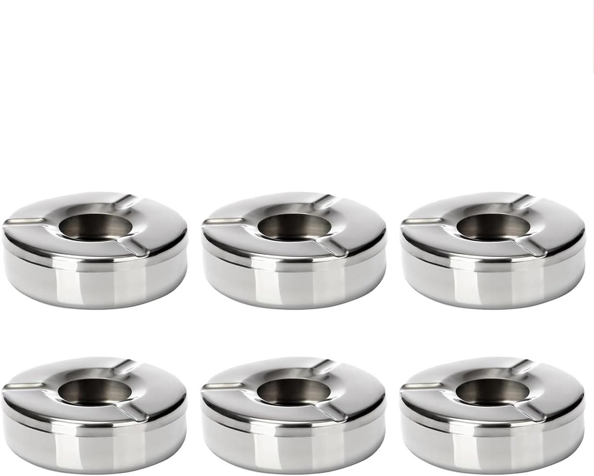 Set van 6 RVS Tafelwindschermen van 10 cm met Deksel voor Buiten, Balkon en Feesten
