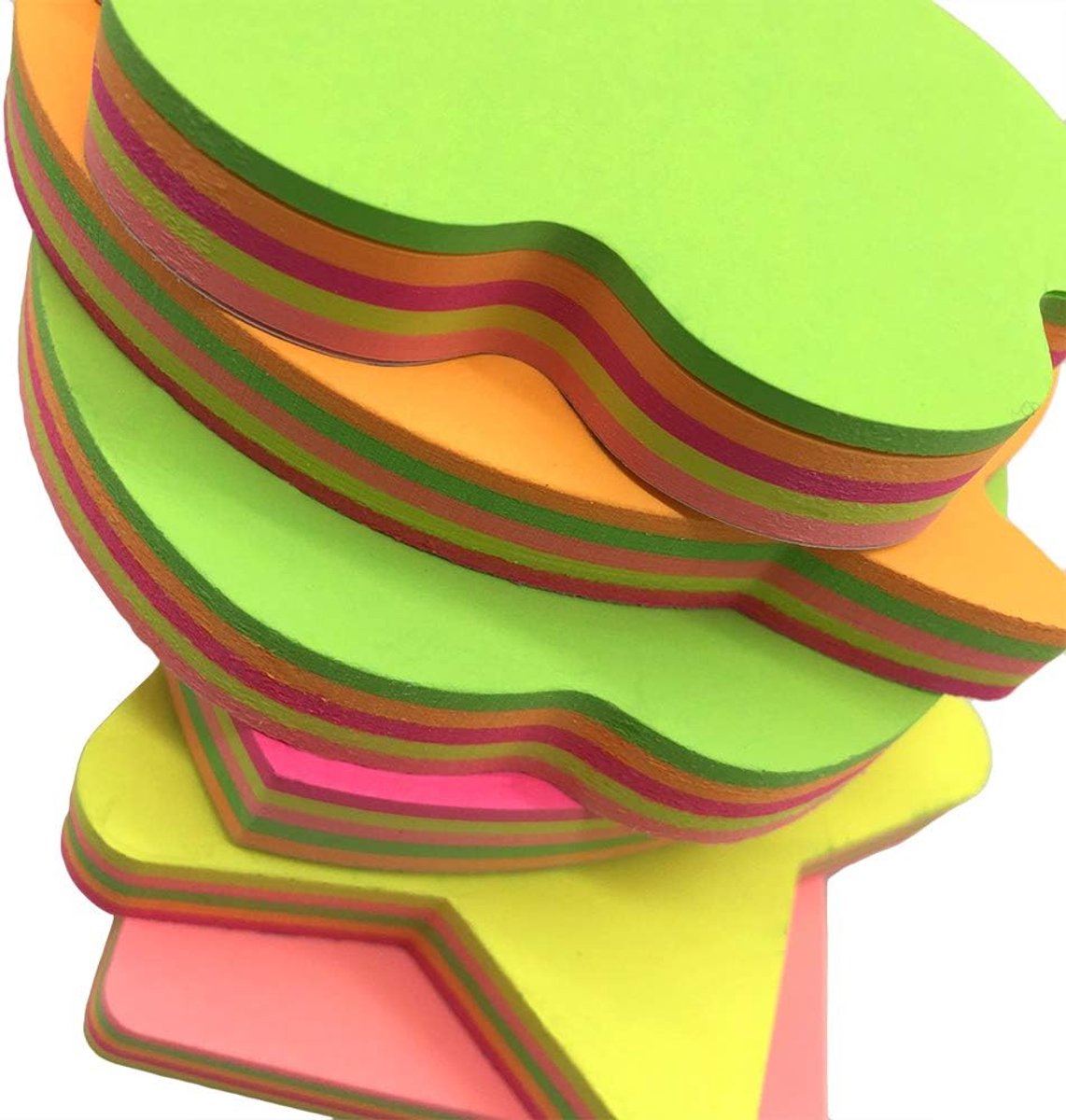 SnelShoppen - Kleurige Zelfklevende Notities - 6 Vormen - 4 Kleuren - 100 Vel per Blok - 76mm x 76mm - Ideaal voor Thuis, Werk, School en Universiteit
