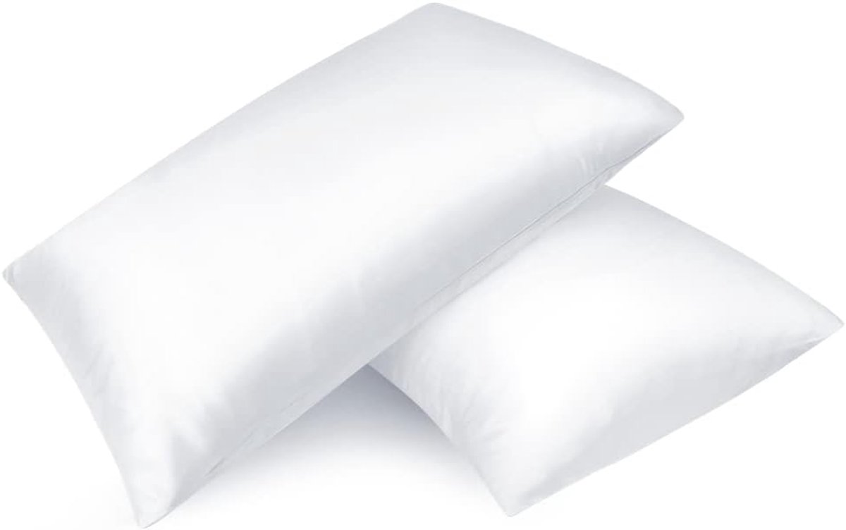 SnelShoppen - Set van 2 Satin Kussenslopen Premium Kussensloop Haar en Huidverzorging Zijdeachtig Zacht met Rits, Wit, 40 x 60 cm