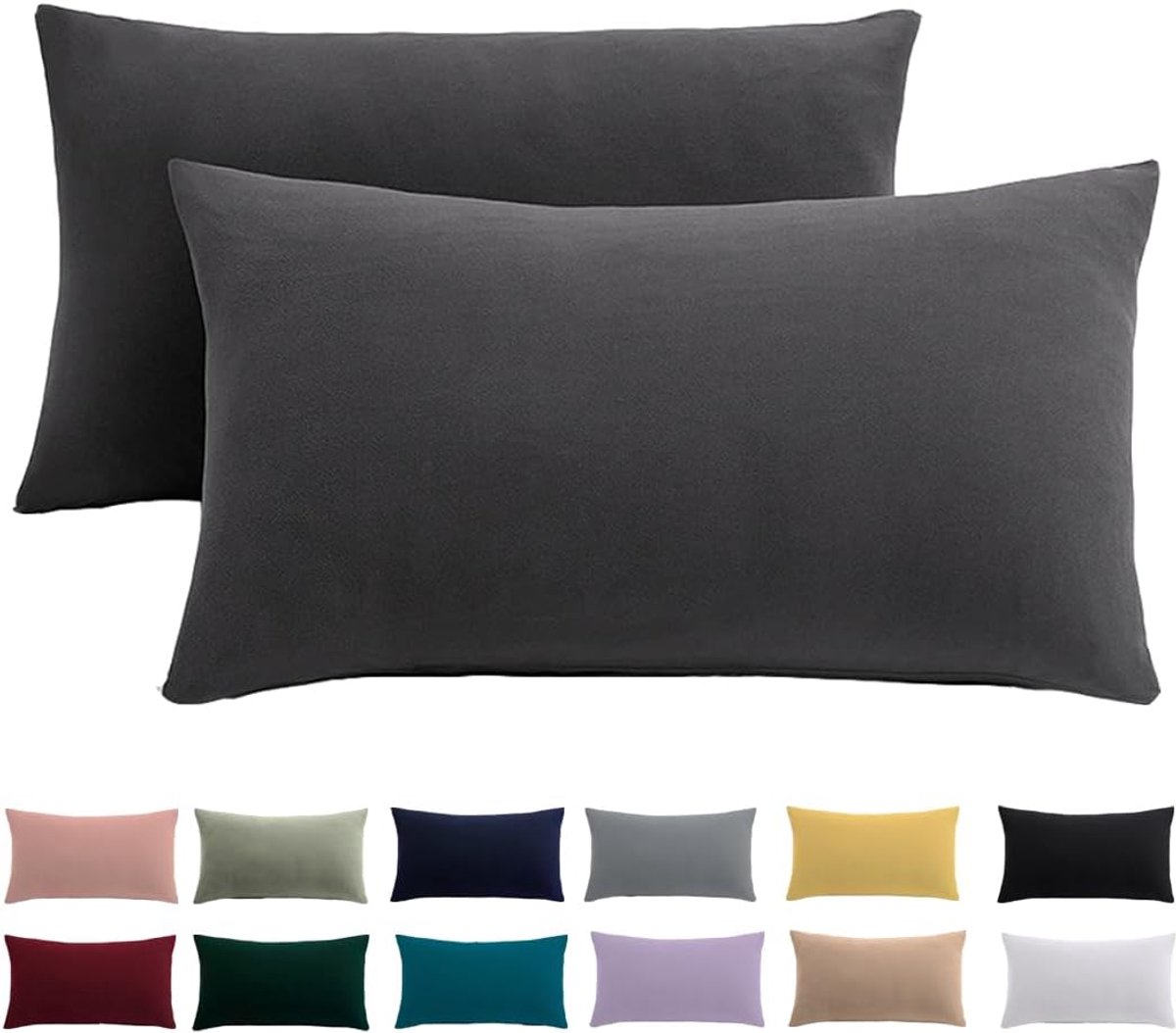 SnelShoppen - Set van 2 Kussenslopen 40 x 60 cm - Antraciet - 100% Microvezel - Kussenhoes, Non-Iron, Kreukvrij, Met Rits - Voor Thuis, Kamperen, Fees