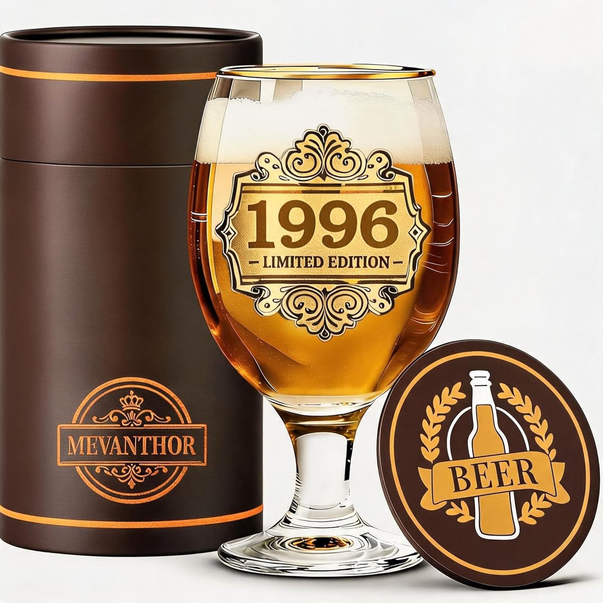 SnelShoppen - 30e Verjaardag Cadeaus voor Mannen, 1996 Jaar Decoraties Bierglas Geschenk voor Echtgenoot, Vader, Oom, Vriend, Persoonlijk Vaderdag Cad