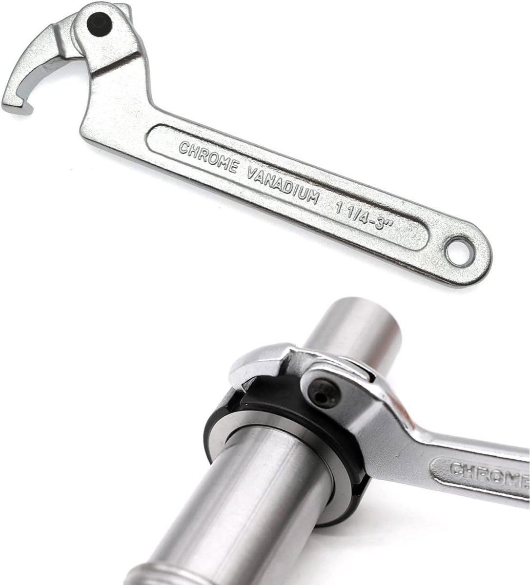 SnelShoppen - C-wrench met verstelbare haak 32-75mm, verstelbare moersleutel voor het vastdraaien van slotted moeren, vanadium staal, 1 stuk