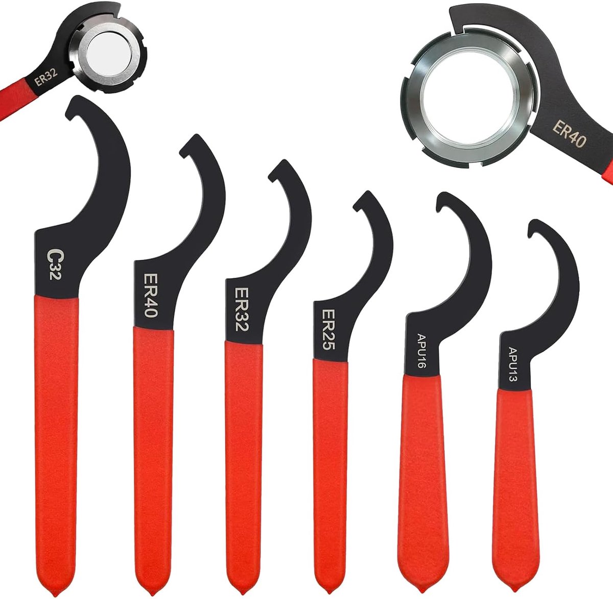 SnelShoppen - 6-delige Coilover Wrench Set - Verstelbare Haak Sleutels van Koolstofstaal met Ergonomische Handgrepen voor Reparatie en Verwijdering va