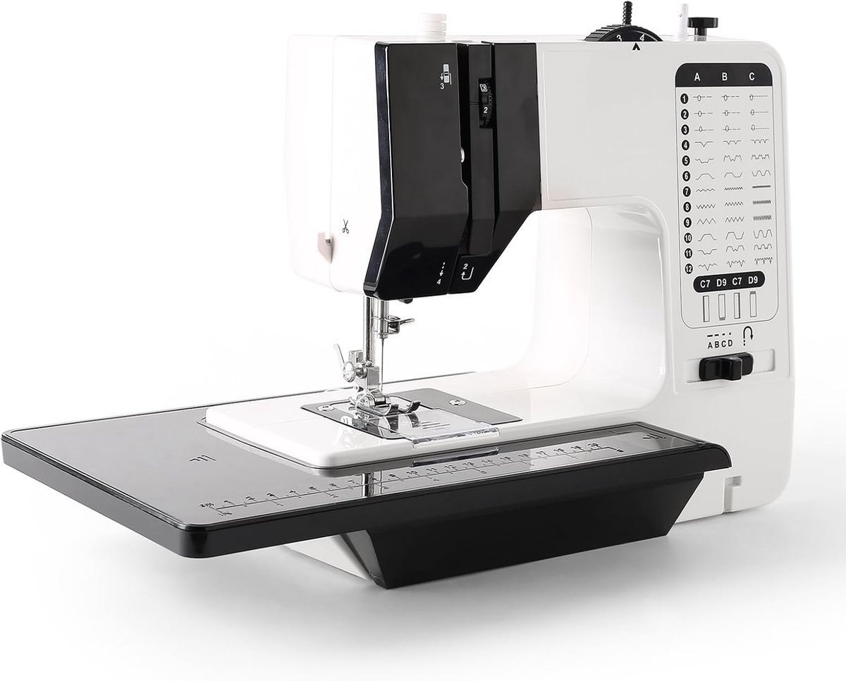SnelShoppen - Elektrische Naaimachine met 12 Steken, Dubbele Draad, Uitbreidingstafel, LED Verlichting voor Kinderen en Beginners - Ideaal voor Creati