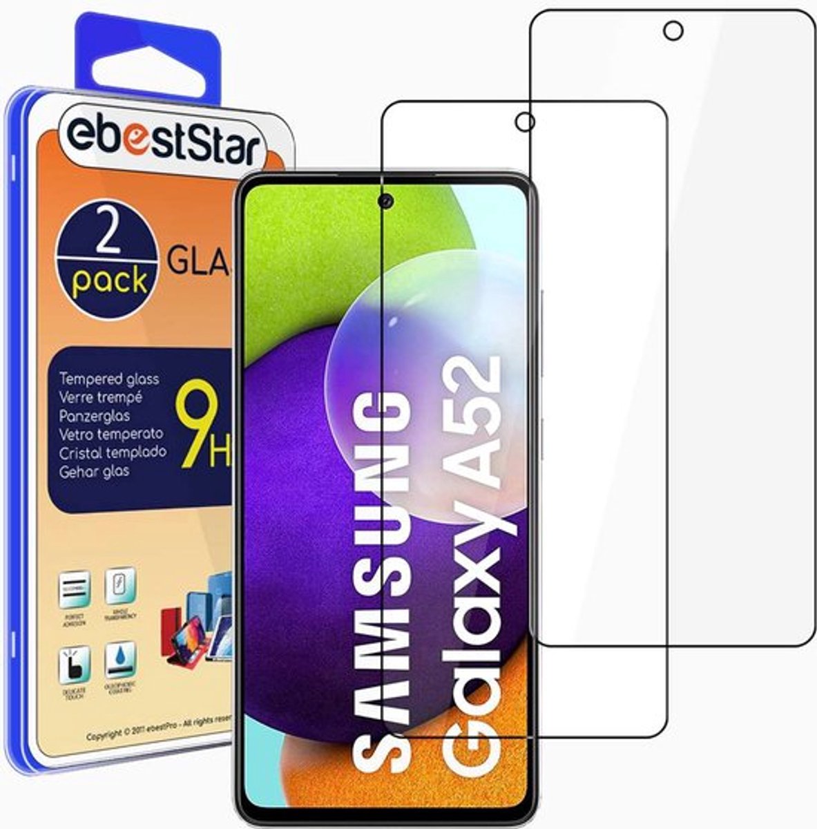 ebestStar - {2 Stuks} Gehard glas geschikt voor Samsung Galaxy A52, A52S 5G, Screen Protector Cover, Schermbeschermer Tempered Glass