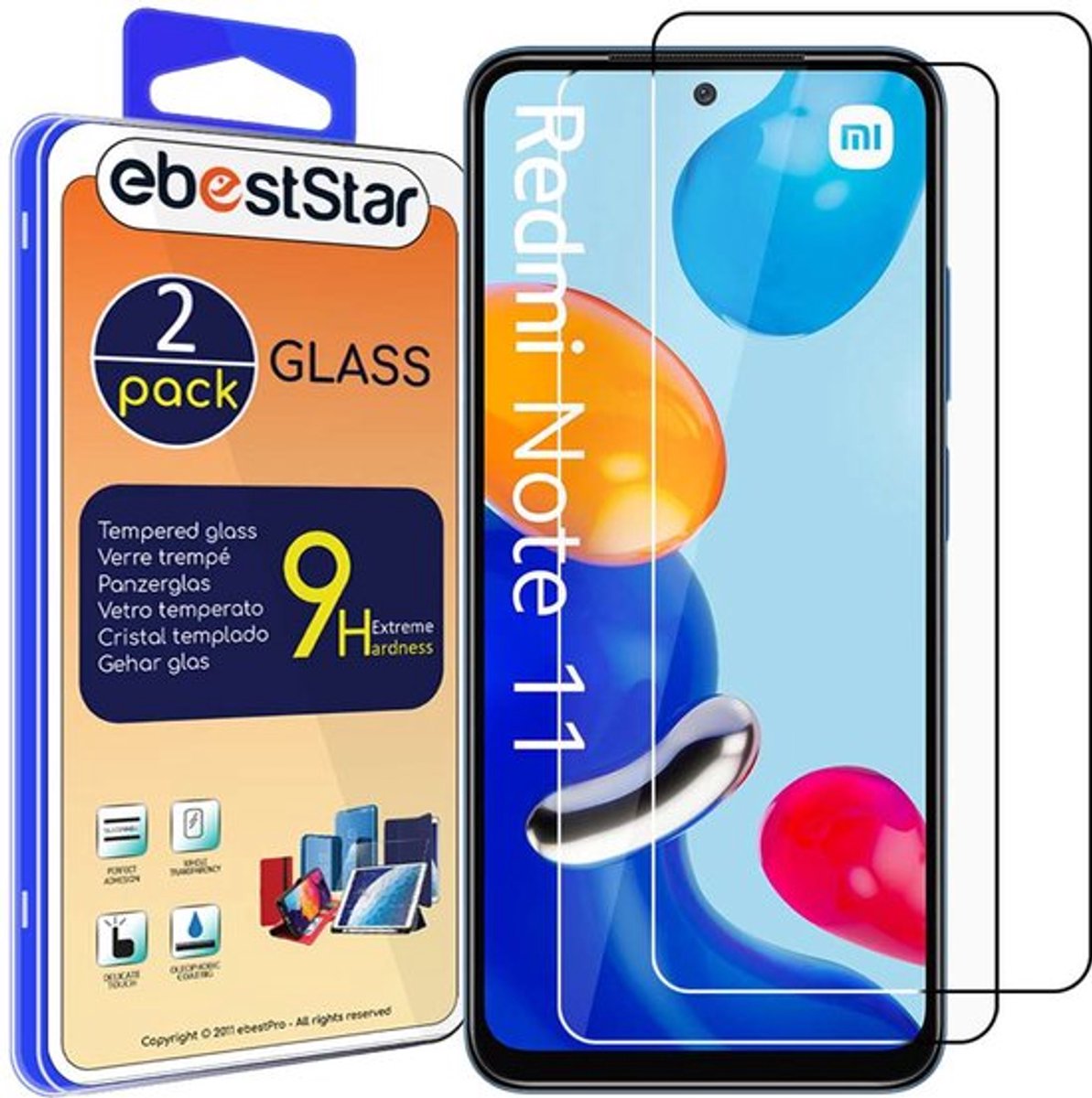 ebestStar - {2 Stuks} Gehard glas geschikt voor Xiaomi Redmi Note 11, 11S, Screen Protector Cover, Schermbeschermer Tempered Glass