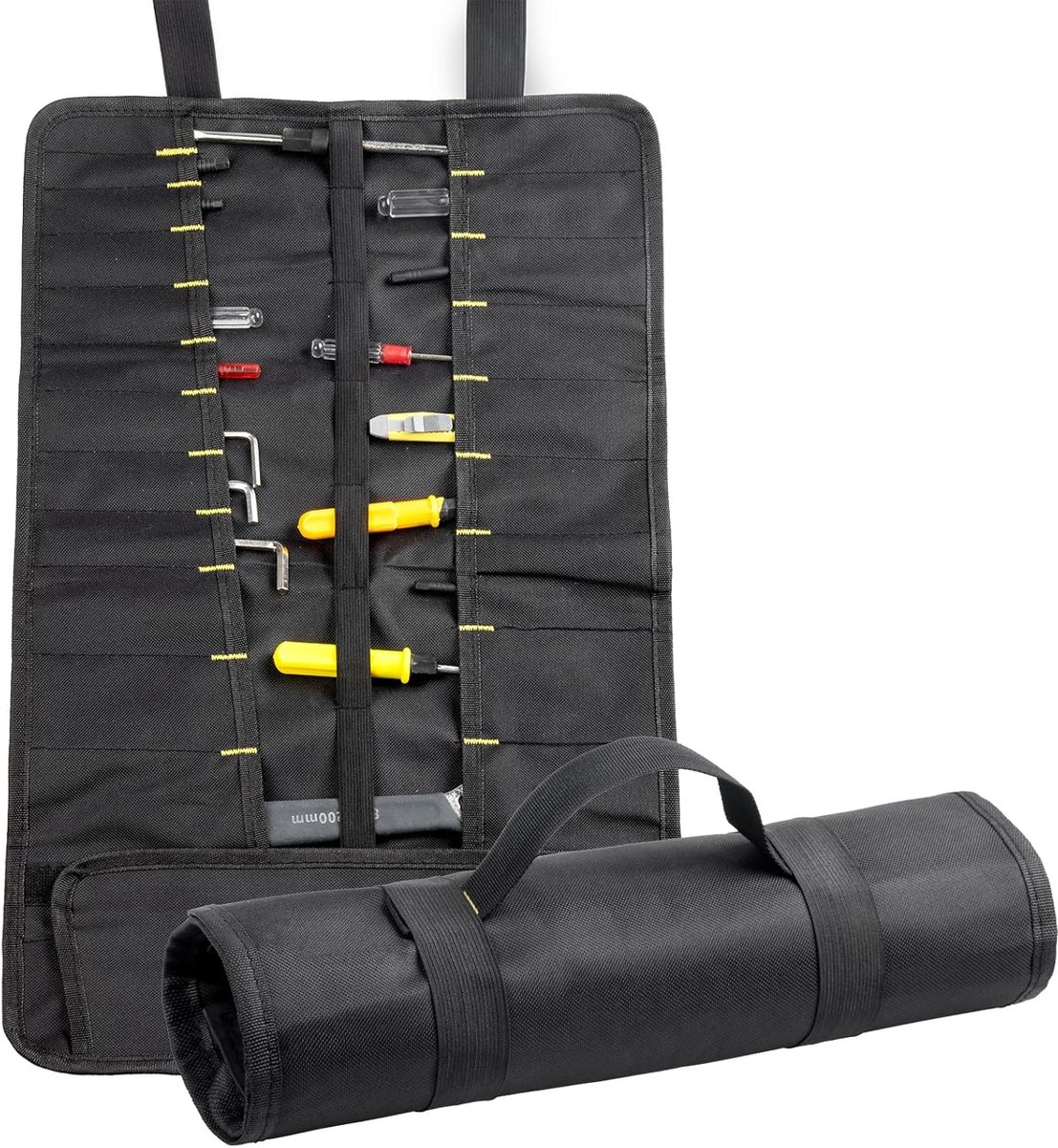 SnelShoppen - 1/2 Stuks Tool Rolled Bag Organizer Pouches voor Sleutels, Pliers, Socket Tools - Duurzame Canvas Roll Up Bag met 20 Binnenvakken en 15