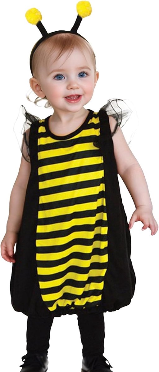 SnelShoppen - Schattig Bijen Kostuum voor Kinderen - Carnaval, Halloween, Verjaardag, Themafeest - 100% Polyester - Maten 95-110 cm - Voor Jongens en