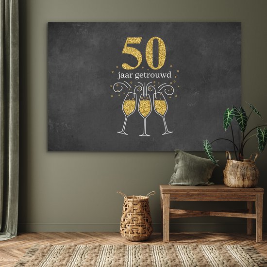 Décoration murale Métal - Peinture Aluminium Industriel - Se marier - 50 ans de mariage - Citations - Dictons - 150x100 cm - Dibond - Photo sur aluminium - Décoration murale industrielle - Pour le salon/chambre