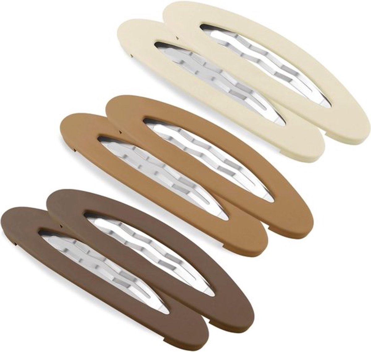 Grote Beige Matte Snap Haarspeldjes voor Meisjes en Vrouwen - Set van 6 Stuks