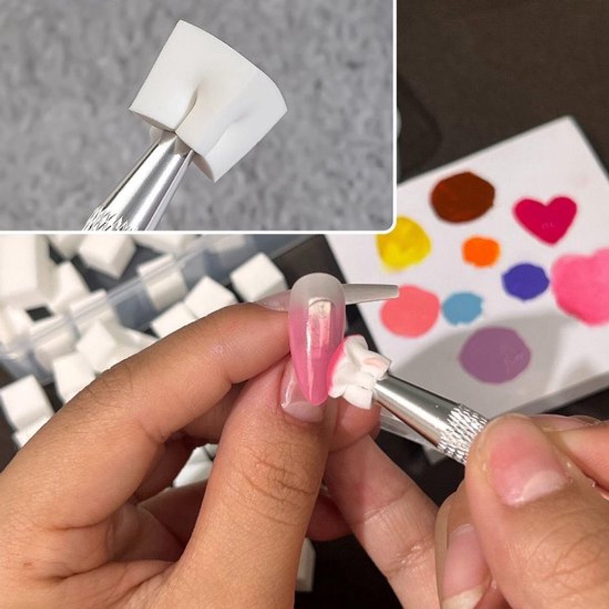 Manicure tools voor het verzorgen van nagels met 200 eetlepel tofu kubussen