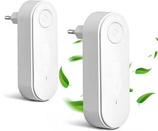 Plug in luchtreiniger-2 stuks plug in luchtreiniger kattenhaar-Luchtreiniger - mini-luchtreiniger met stekker - voor slaapkamer, huis en woonkamer, verwijdert rook en stof - wit - 11 x 3,7 cm