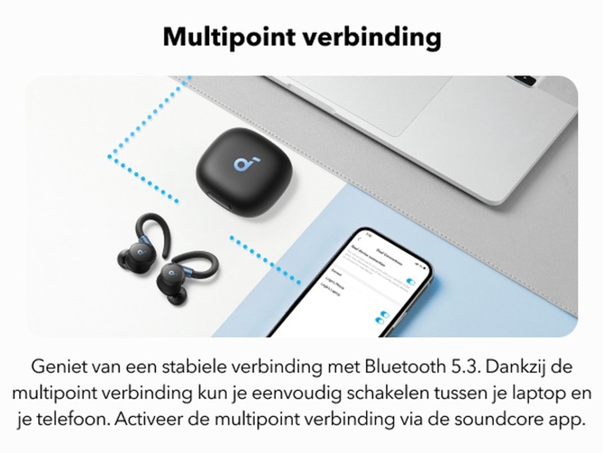 soundcore Sport X20 oordopjes by Anker - draadloze sport oordopjes met oorhaak - Bluetooth - Noise cancelling - Diepe bas - IP68 waterdicht - Zweetbestendig - 48 uur batterij - Sport oortjes voor hardlopen - Fitness en gym thumbnail 7