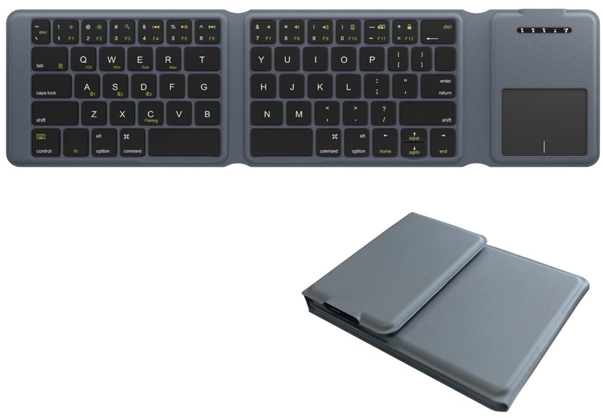 JOMAA Draadloos Tri-Folding Bluetooth Toetsenbord – Oplaadbaar met Touchpad voor Windows, Android & iOS